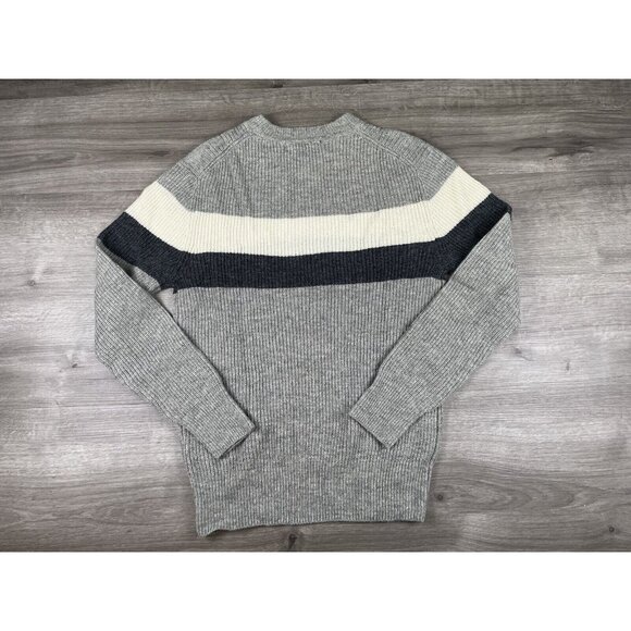 Slate & Stone Mens Pullover Sweater Gray Black White Color Block Stripe Size M - Picture 9 of 9